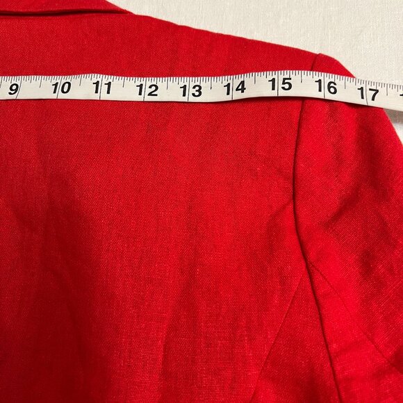 Harve Benard Red Linen Blazer Women's Size 8 Gold Button 2 Button Jacket Lined - Picture 11 of 11